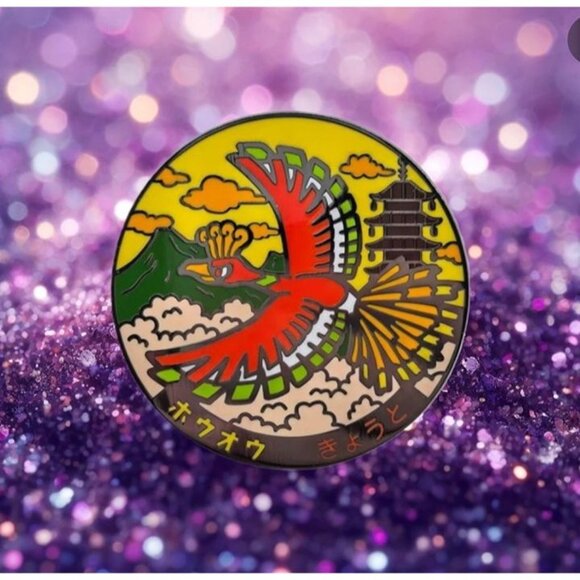 Ho-Oh Kyoto Skyline Pin – Japanese Style Legendary Pokémon Enamel Art - Picture 2 of 5
